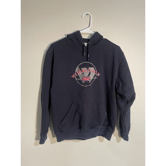 Wimbledon Tennis Apparel Navy Embroidered Pullover Hoodie Men’s M - Picture 1 of 10